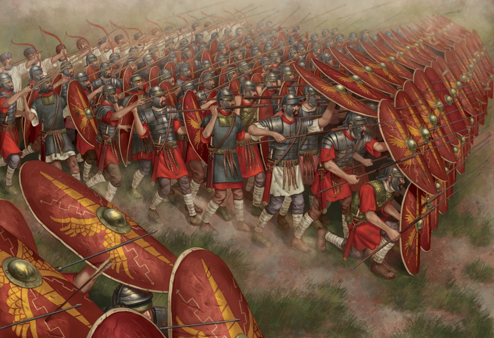 上图：著名的罗马步兵方阵（Roman infantry tactics），是罗马军团（Roman legion）的基本作战单位，以其严明的纪律和强大的战斗力征服了地中海沿岸。罗马步兵方阵的战斗力来自他们严明的纪律，基督的精兵也要「循规蹈矩」（西二5），信心才能「坚固」（西二5）。保罗为神「颠狂」，却为人「谨守」（林后五13），强调教会中「凡事都要规规矩矩地按着次序行」（林前十四40），因为「先知的灵原是顺服先知的」（林前十四32）。我们若光有传福音的热情和爱心，却随心所欲、不讲规矩，结果必然会在异端和仇敌面前一败涂地。